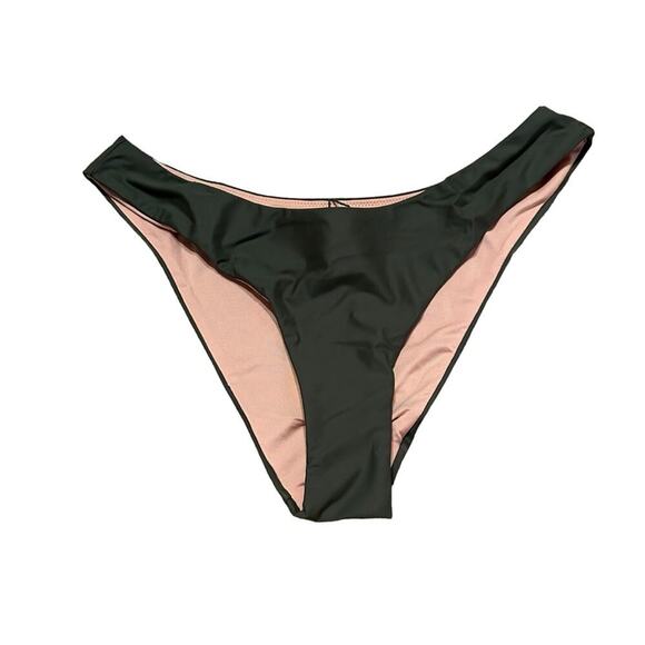 J. Crew Curved-Waist Cheeky Bikini‎ Bottom in Olive Green Sz M NEW - Picture 1 of 6